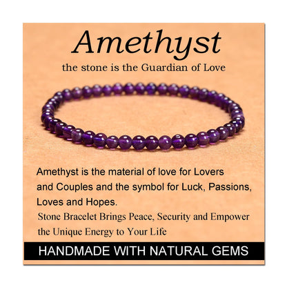 Handmade Yoga Stretch Elastic Bracelet w/ Natural Stone Crystal Healing Power Energy