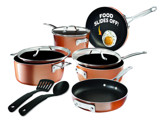 Gotham Steel Stackable Pots and Pans- Stackmaster 10 Piece Cookware Set