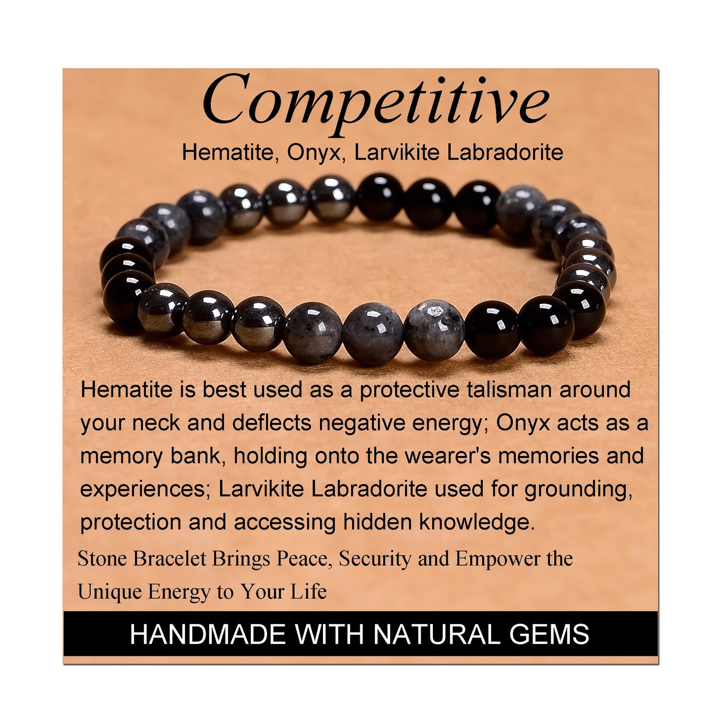 Handmade Yoga Stretch Elastic Bracelet w/ Natural Stone Crystal Healing Power Energy