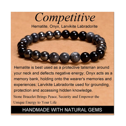 Handmade Yoga Stretch Elastic Bracelet w/ Natural Stone Crystal Healing Power Energy