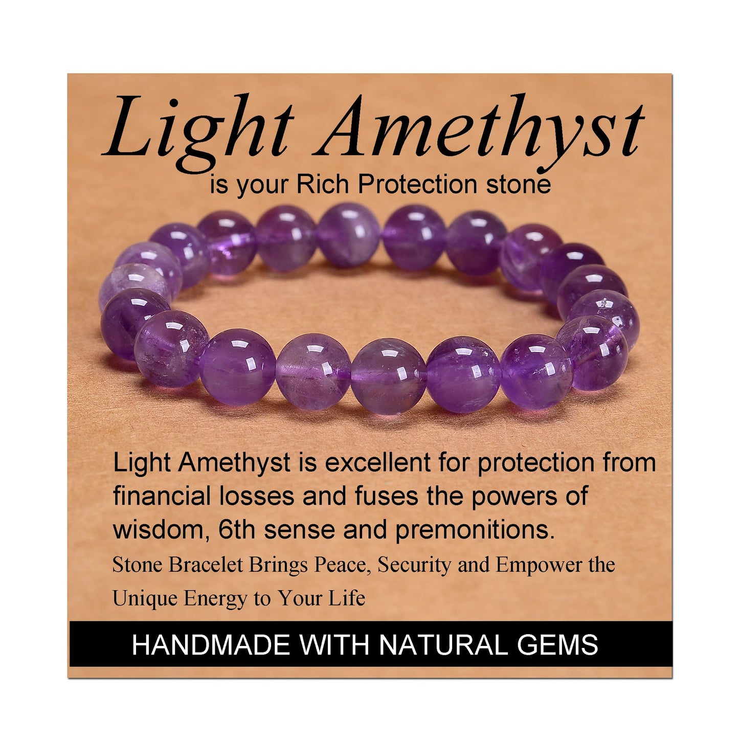 Handmade Yoga Stretch Elastic Bracelet w/ Natural Stone Crystal Healing Power Energy