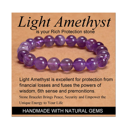 Handmade Yoga Stretch Elastic Bracelet w/ Natural Stone Crystal Healing Power Energy