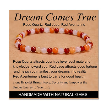 Handmade Yoga Stretch Elastic Bracelet w/ Natural Stone Crystal Healing Power Energy