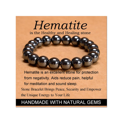 Handmade Yoga Stretch Elastic Bracelet w/ Natural Stone Crystal Healing Power Energy