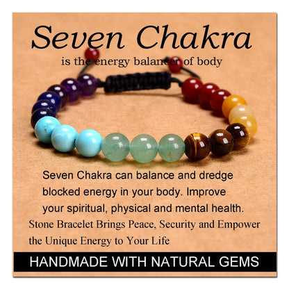 Handmade Yoga Stretch Elastic Bracelet w/ Natural Stone Crystal Healing Power Energy