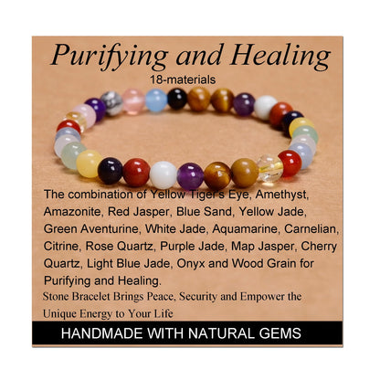 Handmade Yoga Stretch Elastic Bracelet w/ Natural Stone Crystal Healing Power Energy