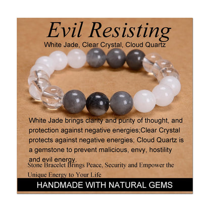 Handmade Yoga Stretch Elastic Bracelet w/ Natural Stone Crystal Healing Power Energy