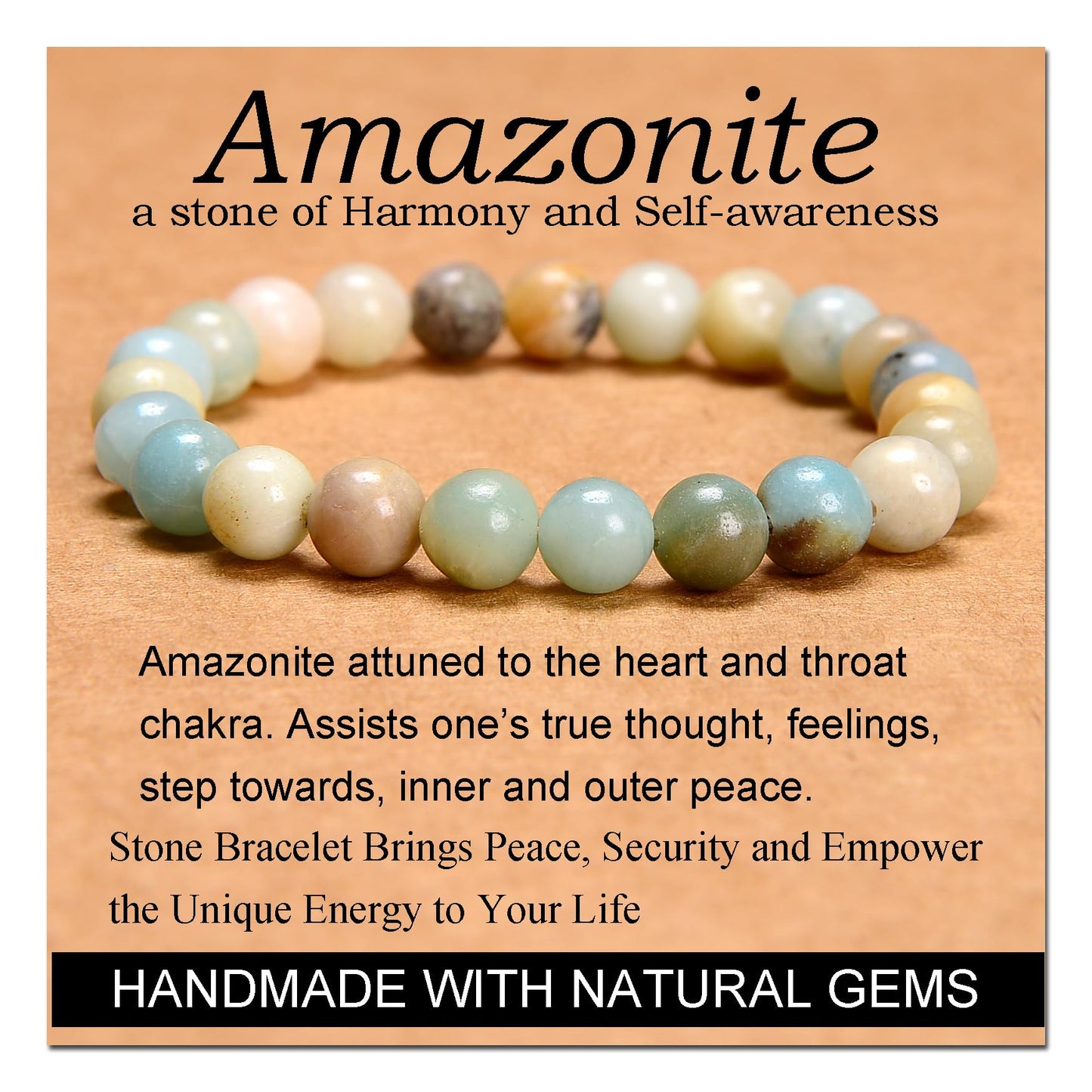Handmade Yoga Stretch Elastic Bracelet w/ Natural Stone Crystal Healing Power Energy