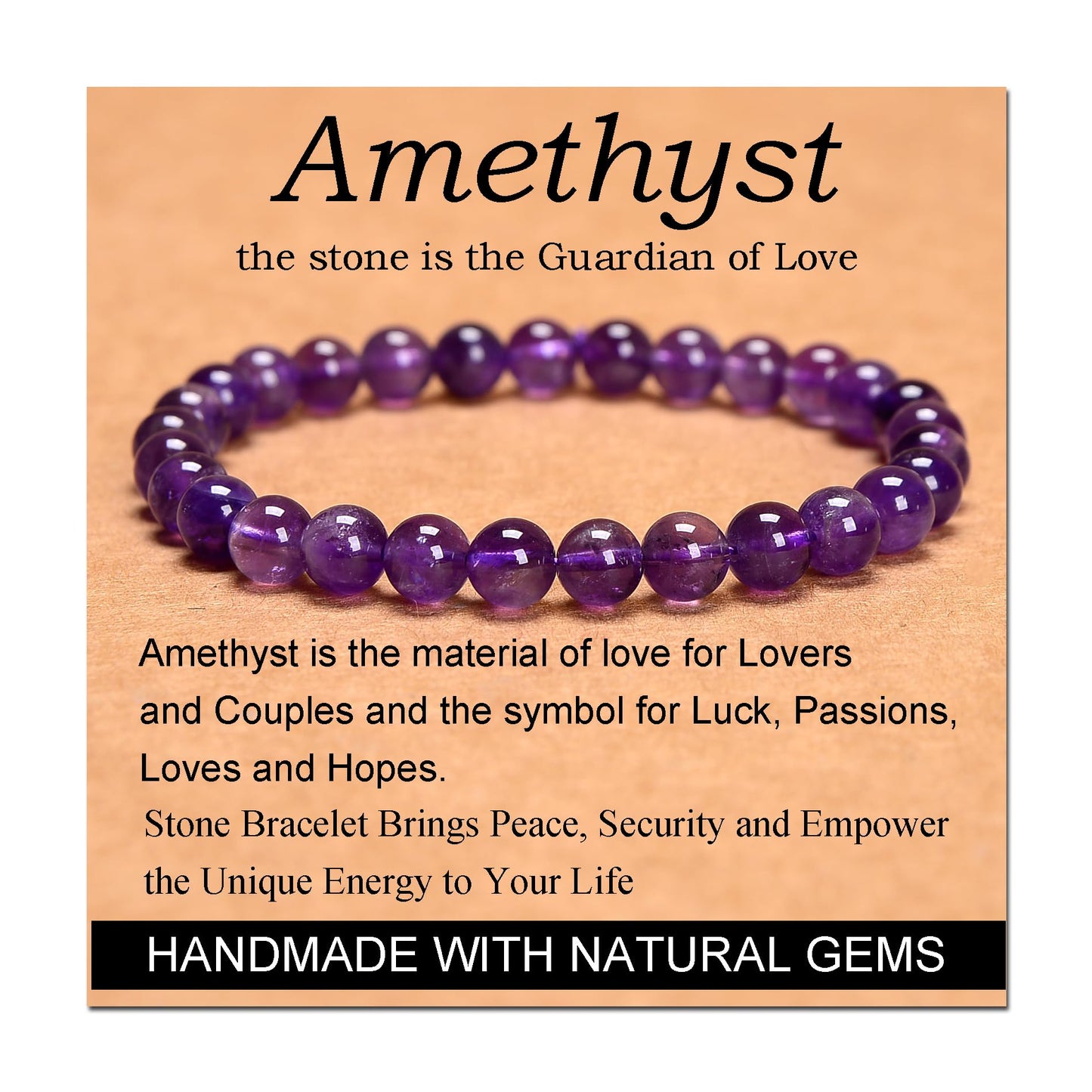 Handmade Yoga Stretch Elastic Bracelet w/ Natural Stone Crystal Healing Power Energy