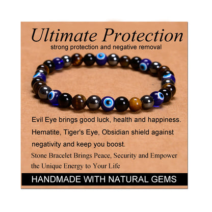Handmade Yoga Stretch Elastic Bracelet w/ Natural Stone Crystal Healing Power Energy