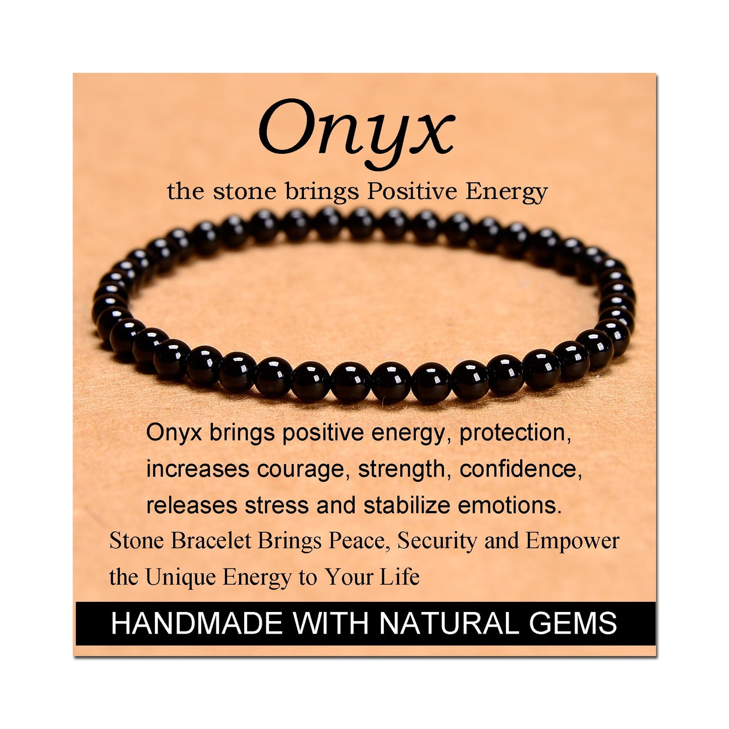 Handmade Yoga Stretch Elastic Bracelet w/ Natural Stone Crystal Healing Power Energy