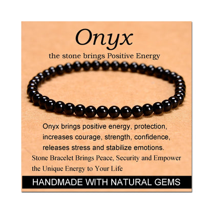 Handmade Yoga Stretch Elastic Bracelet w/ Natural Stone Crystal Healing Power Energy