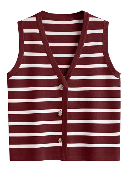 LILLUSORY Summer Vest Tops for Women, Striped Sweater Vests
