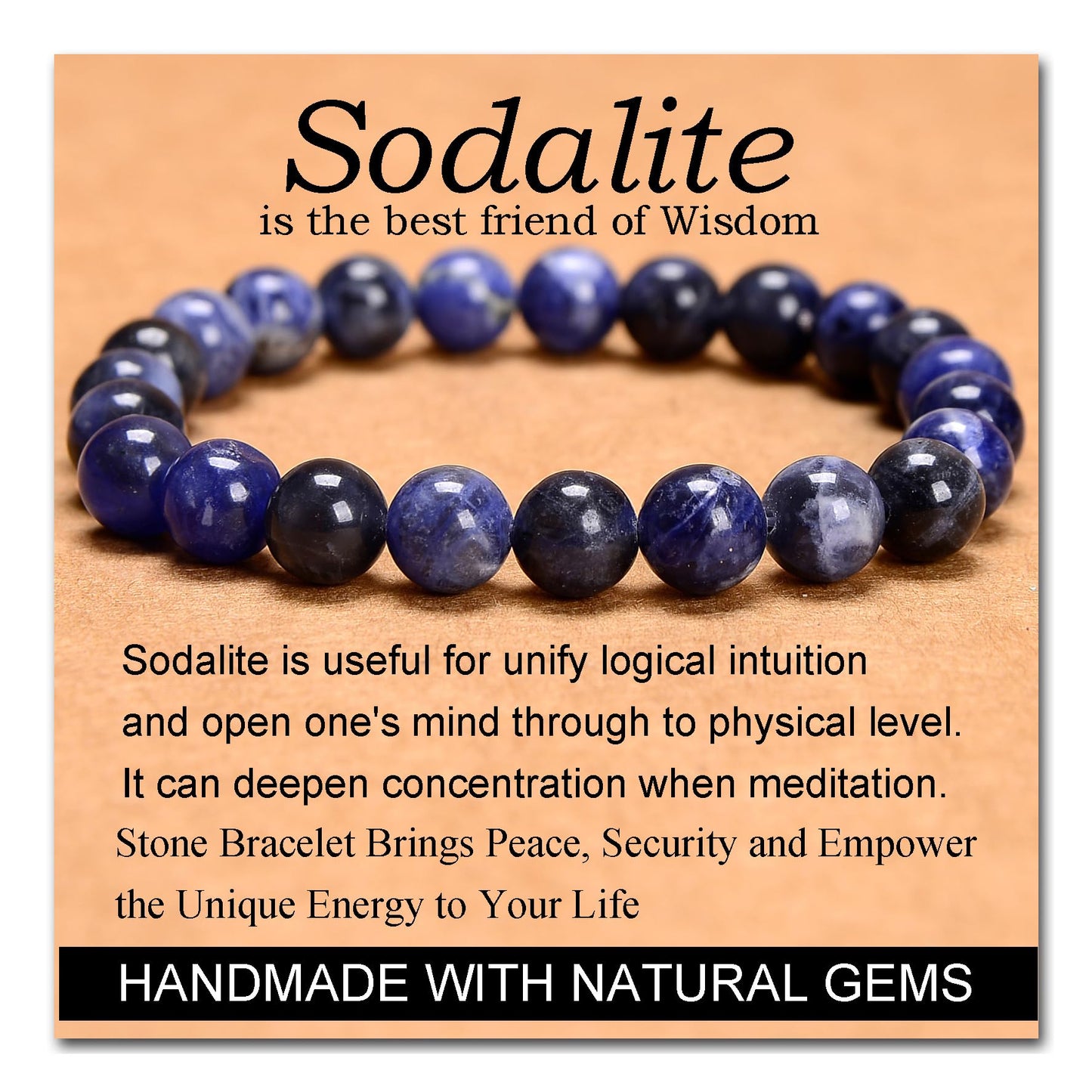 Handmade Yoga Stretch Elastic Bracelet w/ Natural Stone Crystal Healing Power Energy