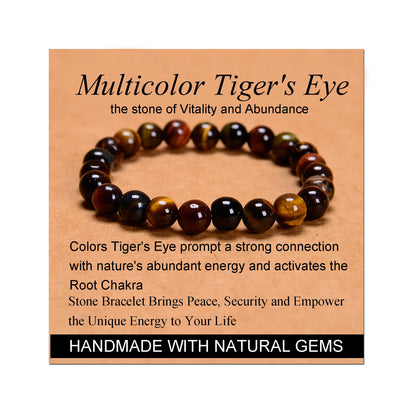 Handmade Yoga Stretch Elastic Bracelet w/ Natural Stone Crystal Healing Power Energy