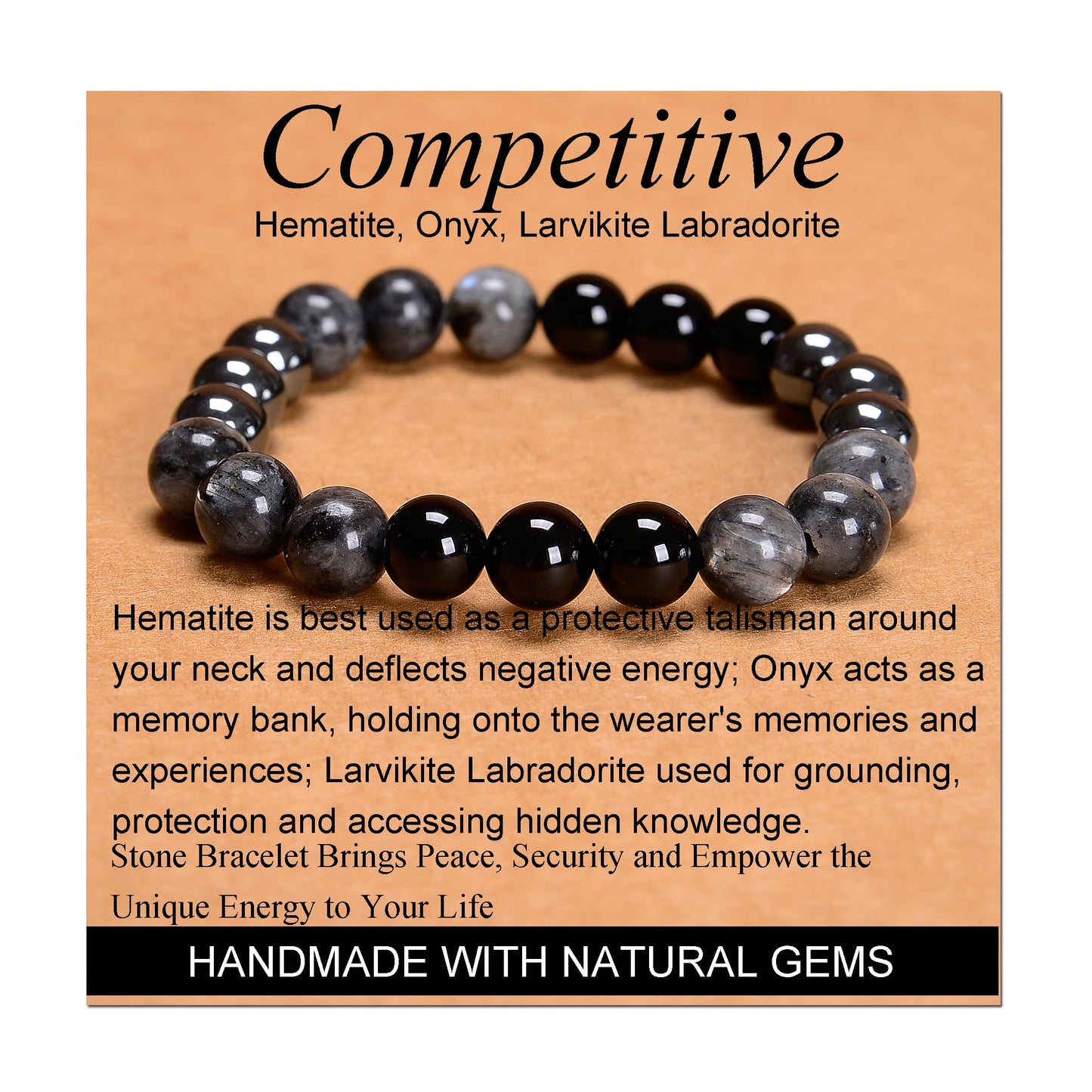 Handmade Yoga Stretch Elastic Bracelet w/ Natural Stone Crystal Healing Power Energy