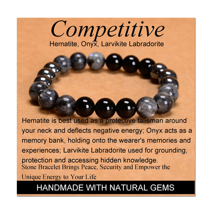 Handmade Yoga Stretch Elastic Bracelet w/ Natural Stone Crystal Healing Power Energy