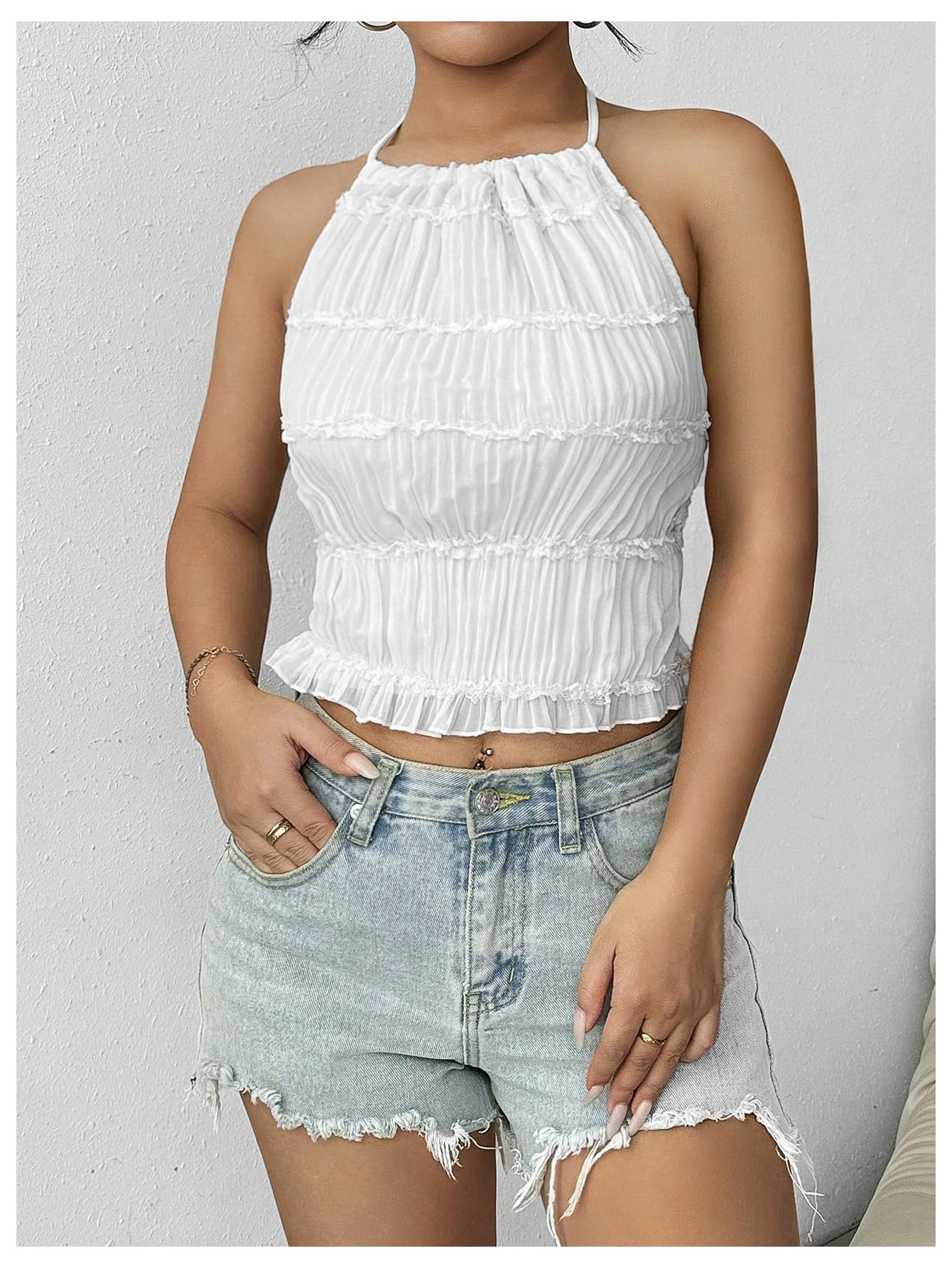 SOLY HUX Open Back Halter Tops for Women