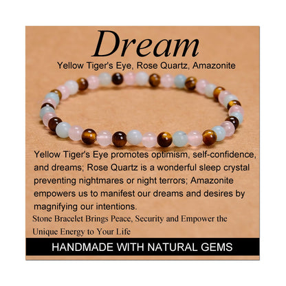 Handmade Yoga Stretch Elastic Bracelet w/ Natural Stone Crystal Healing Power Energy