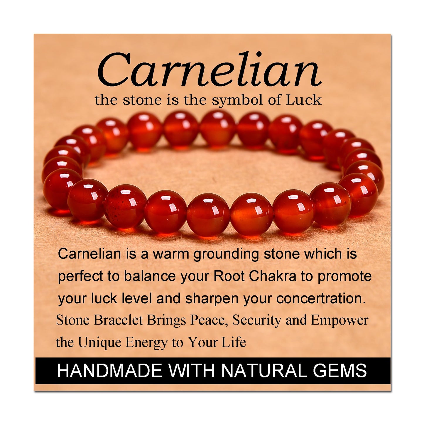 Handmade Yoga Stretch Elastic Bracelet w/ Natural Stone Crystal Healing Power Energy