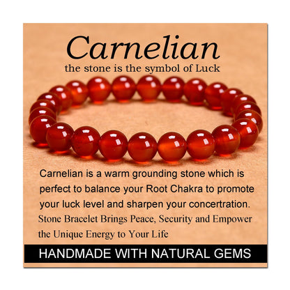 Handmade Yoga Stretch Elastic Bracelet w/ Natural Stone Crystal Healing Power Energy