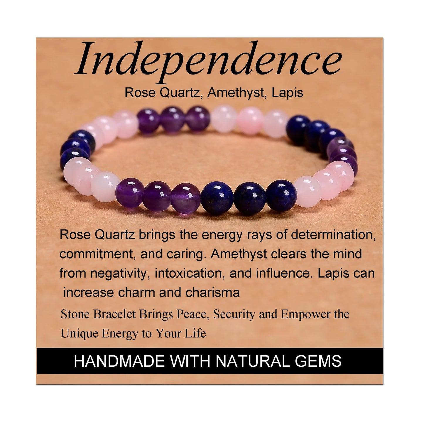 Handmade Yoga Stretch Elastic Bracelet w/ Natural Stone Crystal Healing Power Energy