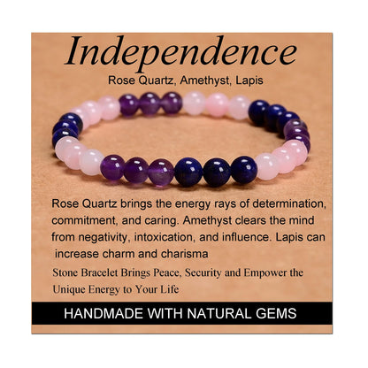 Handmade Yoga Stretch Elastic Bracelet w/ Natural Stone Crystal Healing Power Energy