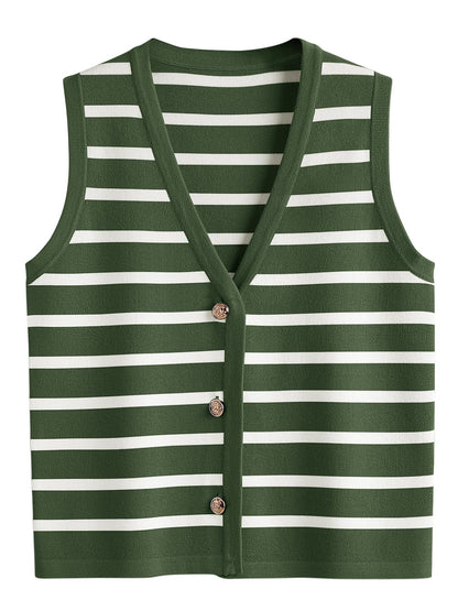 LILLUSORY Summer Vest Tops for Women, Striped Sweater Vests