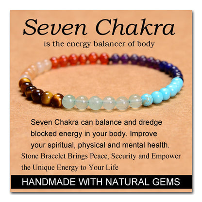 Handmade Yoga Stretch Elastic Bracelet w/ Natural Stone Crystal Healing Power Energy