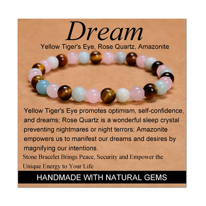 Handmade Yoga Stretch Elastic Bracelet w/ Natural Stone Crystal Healing Power Energy