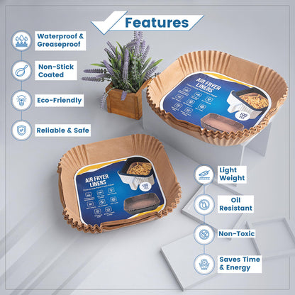 Disposable Air Fryer Liners 8 Inches - 100 Pcs Square/Round shaped, Fit for 5-8qt