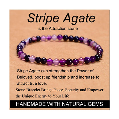 Handmade Yoga Stretch Elastic Bracelet w/ Natural Stone Crystal Healing Power Energy