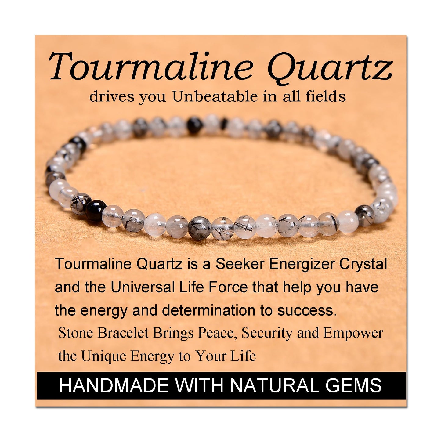 Handmade Yoga Stretch Elastic Bracelet w/ Natural Stone Crystal Healing Power Energy