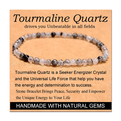 Handmade Yoga Stretch Elastic Bracelet w/ Natural Stone Crystal Healing Power Energy