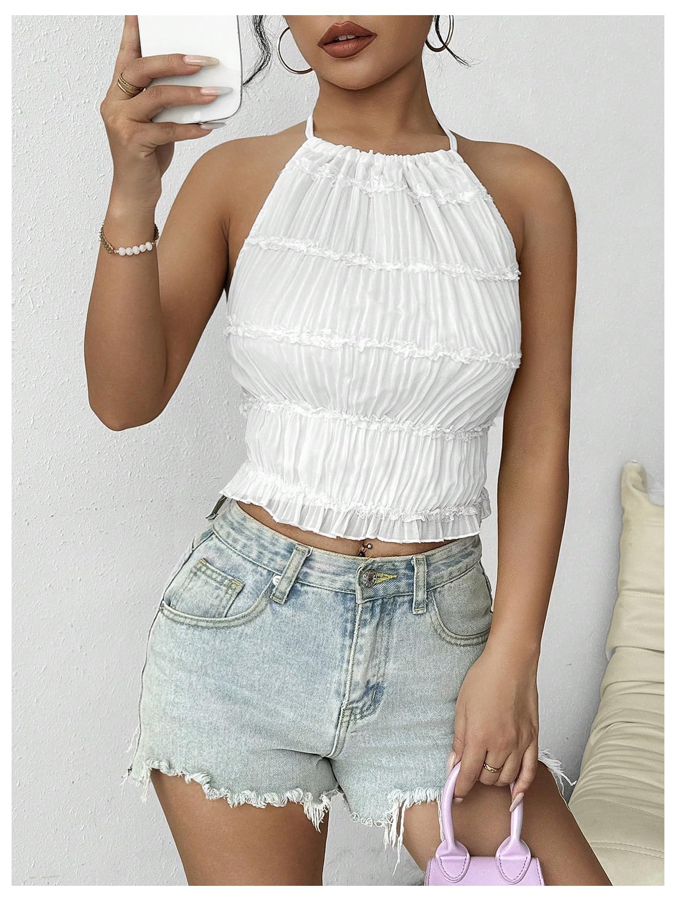 SOLY HUX Open Back Halter Tops for Women