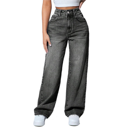 Straight Leg Jeans for Women, High Waisted Stretchy Wide Leg Denim Pants