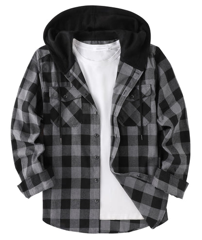 ZITY Men's Flannel Hoodie Shirts