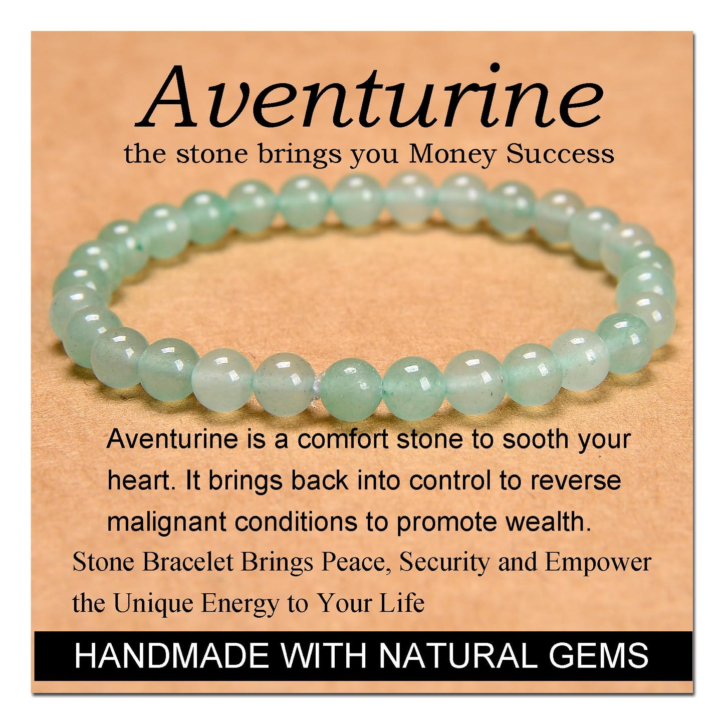 Handmade Yoga Stretch Elastic Bracelet w/ Natural Stone Crystal Healing Power Energy