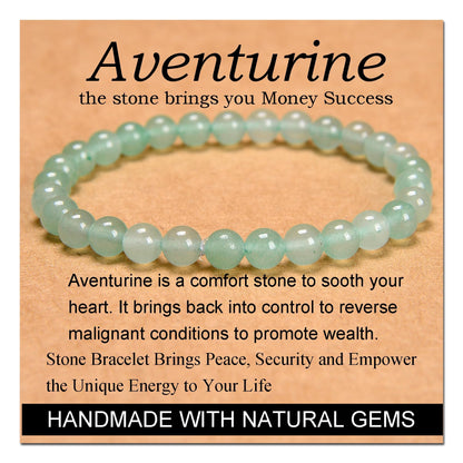 Handmade Yoga Stretch Elastic Bracelet w/ Natural Stone Crystal Healing Power Energy