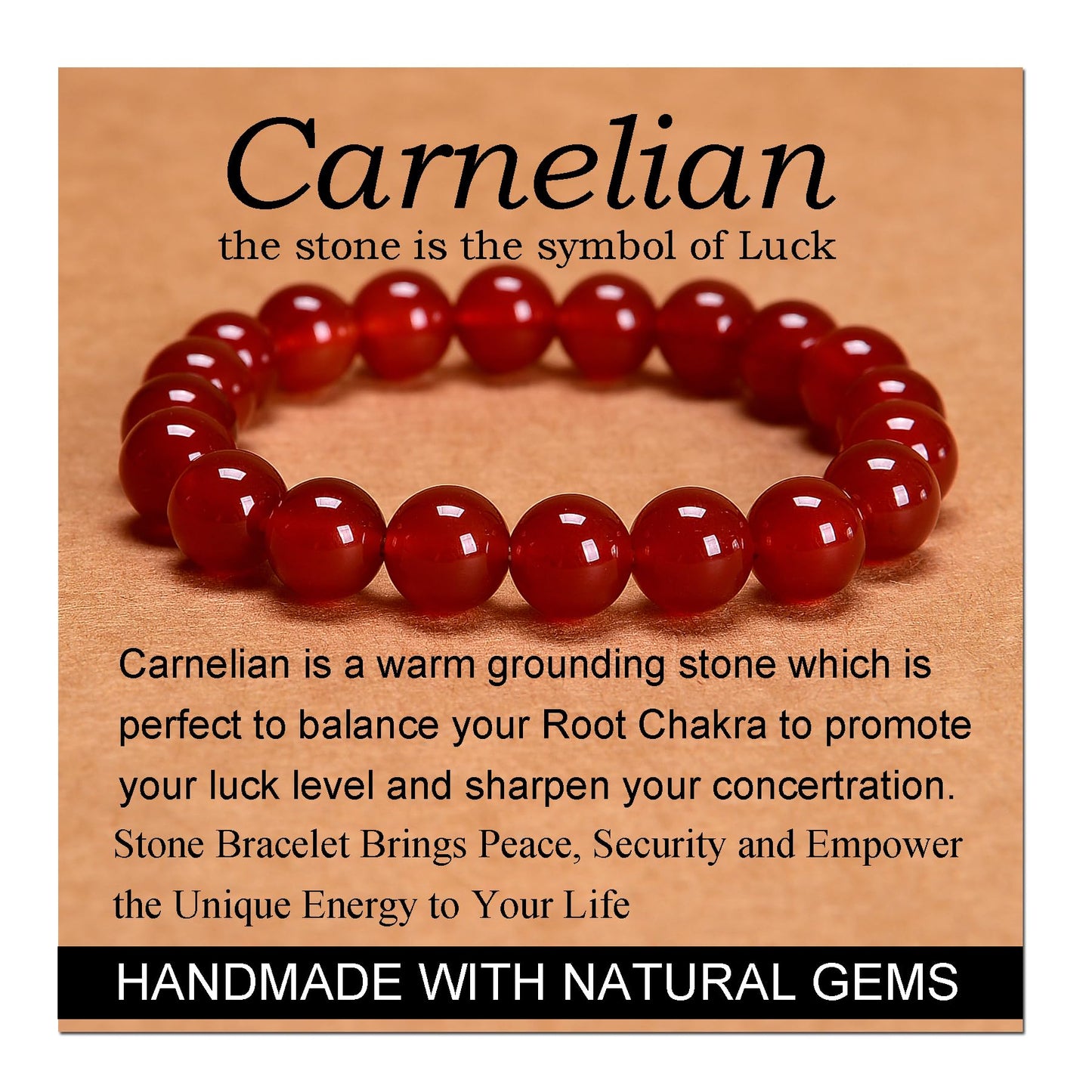 Handmade Yoga Stretch Elastic Bracelet w/ Natural Stone Crystal Healing Power Energy