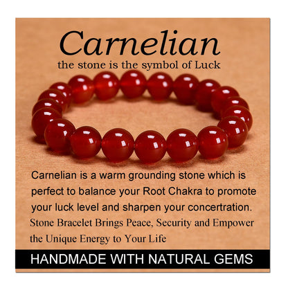 Handmade Yoga Stretch Elastic Bracelet w/ Natural Stone Crystal Healing Power Energy