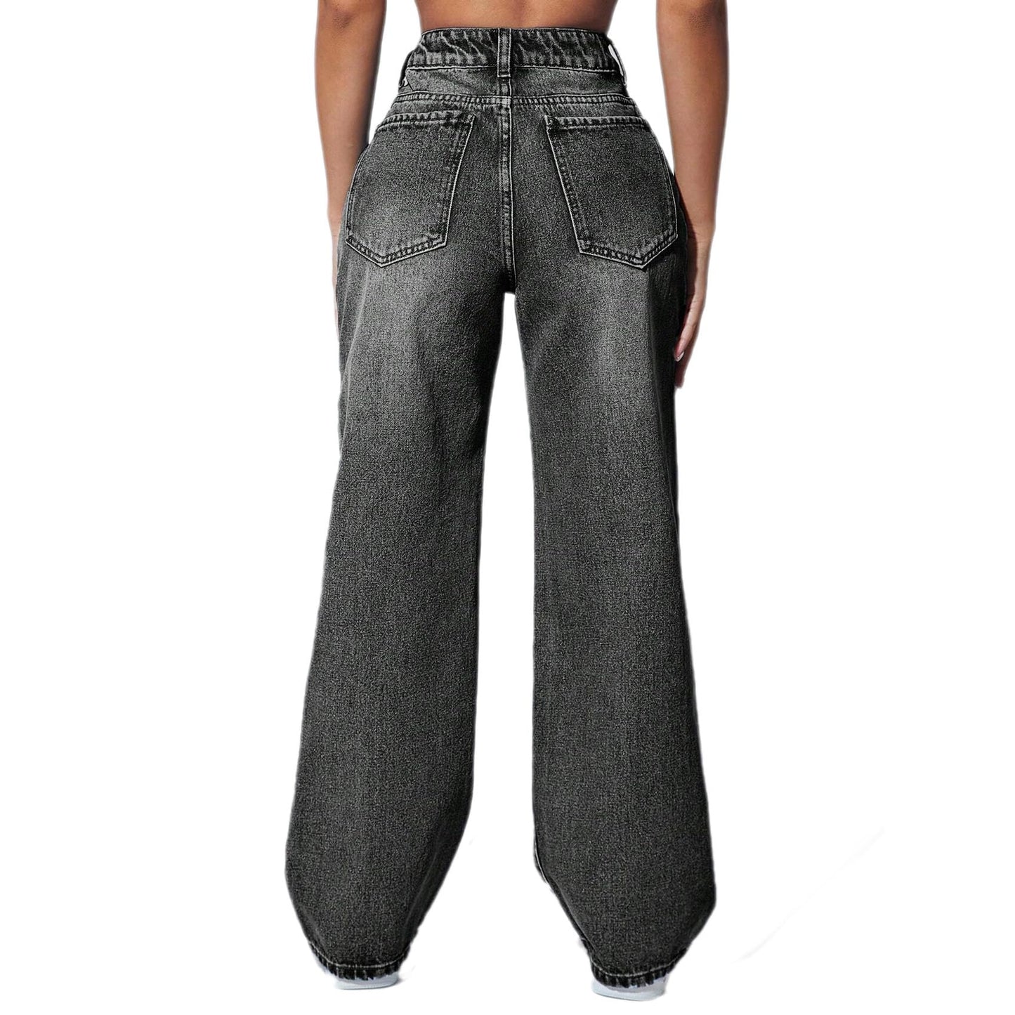 Straight Leg Jeans for Women, High Waisted Stretchy Wide Leg Denim Pants