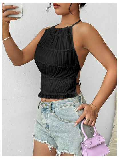 SOLY HUX Open Back Halter Tops for Women