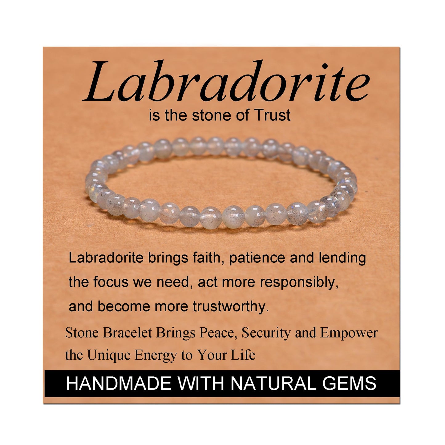 Handmade Yoga Stretch Elastic Bracelet w/ Natural Stone Crystal Healing Power Energy