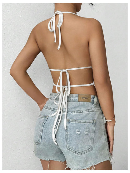 SOLY HUX Open Back Halter Tops for Women