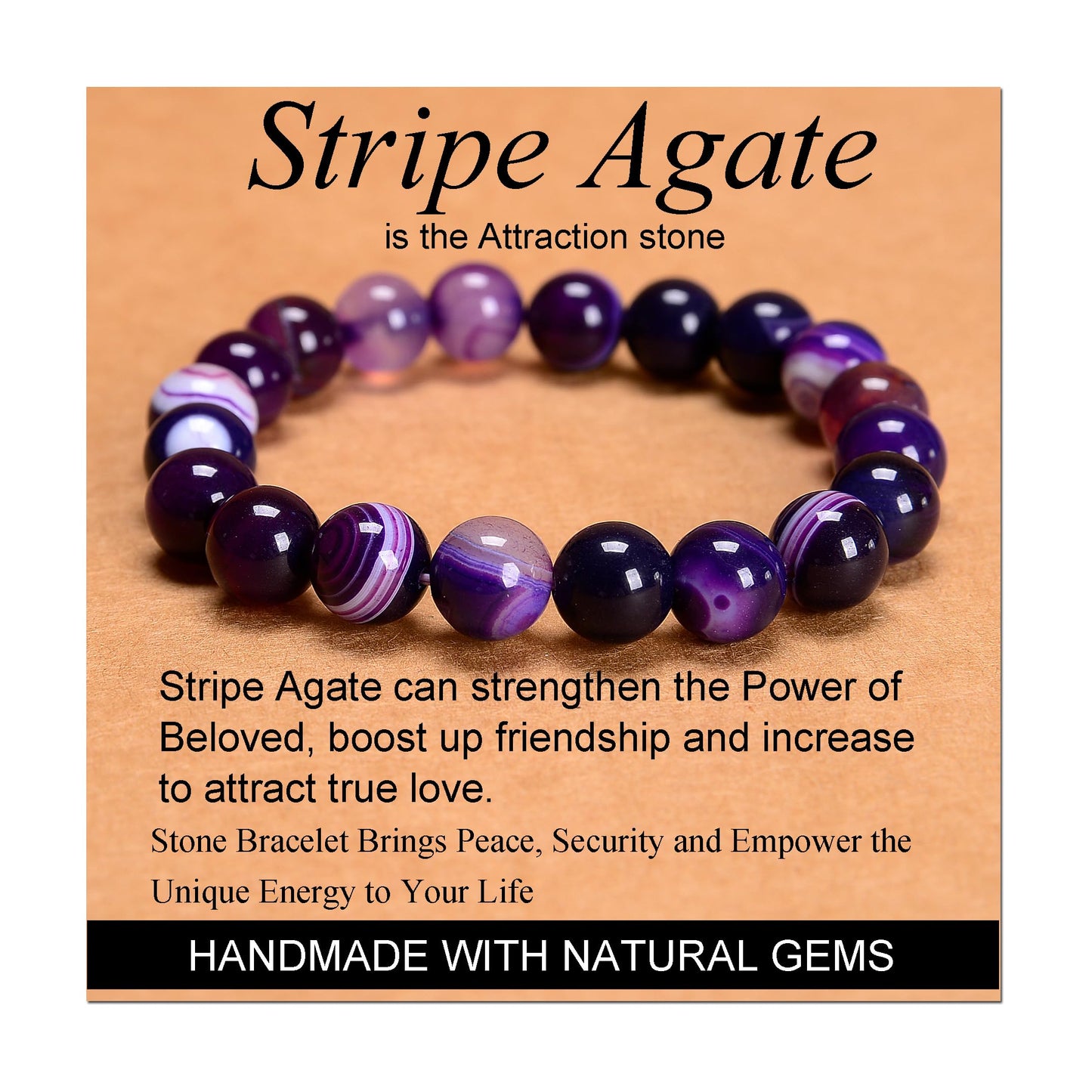 Handmade Yoga Stretch Elastic Bracelet w/ Natural Stone Crystal Healing Power Energy