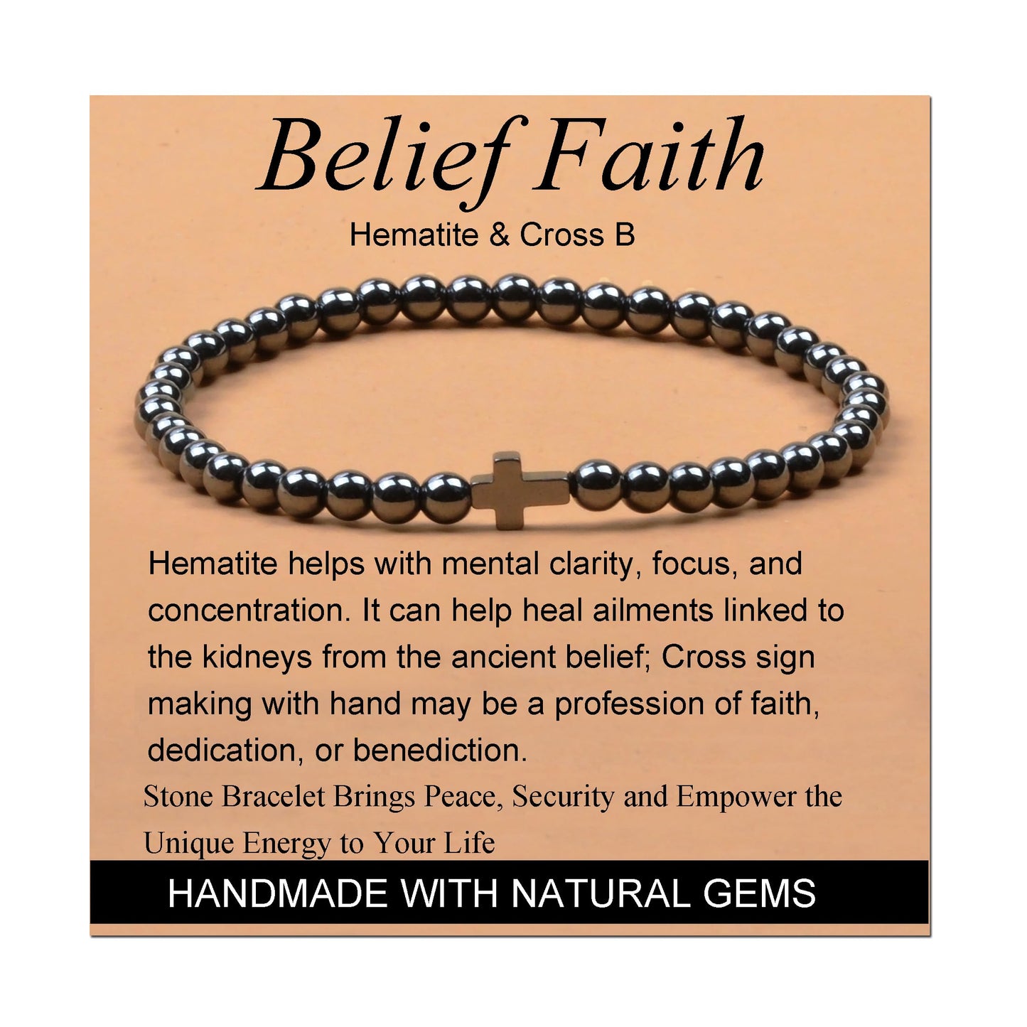 Handmade Yoga Stretch Elastic Bracelet w/ Natural Stone Crystal Healing Power Energy