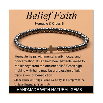 Handmade Yoga Stretch Elastic Bracelet w/ Natural Stone Crystal Healing Power Energy