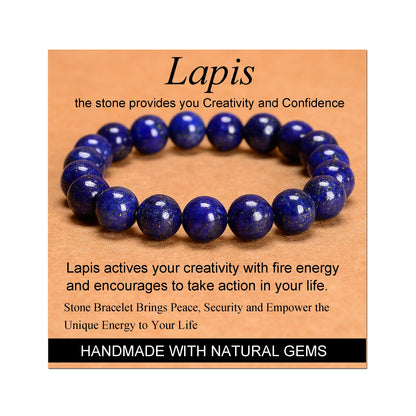 Handmade Yoga Stretch Elastic Bracelet w/ Natural Stone Crystal Healing Power Energy