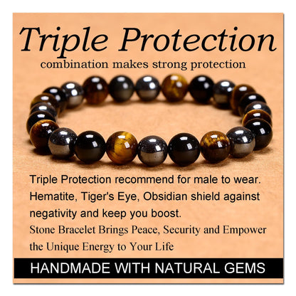 Handmade Yoga Stretch Elastic Bracelet w/ Natural Stone Crystal Healing Power Energy